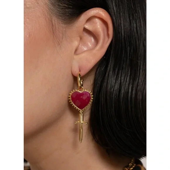 Australia Luxe Collective Red Heart Ruby Earrings